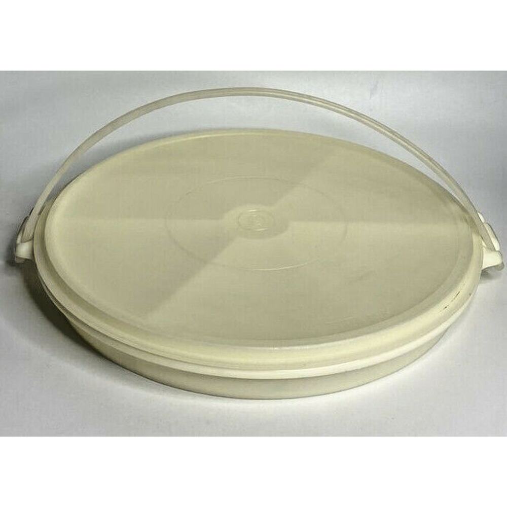 Vintage Tupperware Party Snack Divided Serving Tray With Lid & Strap 405-2 U181